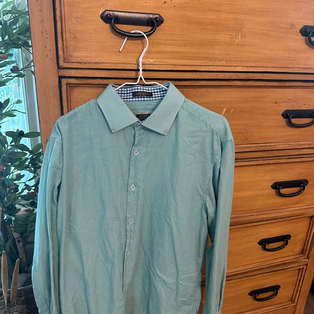 Men’s James Tattersall London 
Green and white Dress shirt